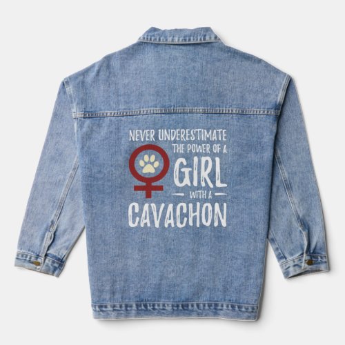 Power of Girl Cavachon Feminist Dog Mom  Denim Jacket