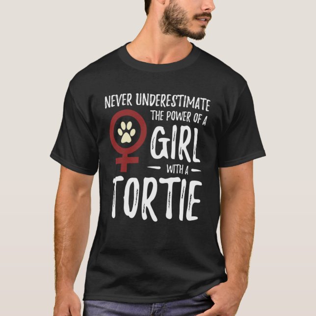Power of Girl Tortie Feminist Cat Mom T-Shirt (Front)
