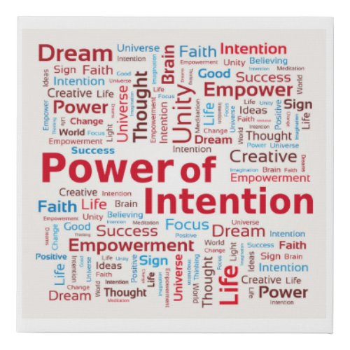 Power of Intention Word Cloud Success Colorful Faux Canvas Print