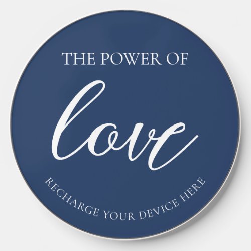 Power of Love Custom Blue Wedding Phone Station  Wireless Charger