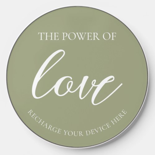 Power of Love Custom Sage Wedding Phone Station Wireless Charger