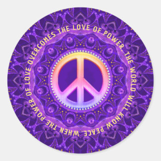 Power of Love Peace Energy Customizable Classic Round Sticker