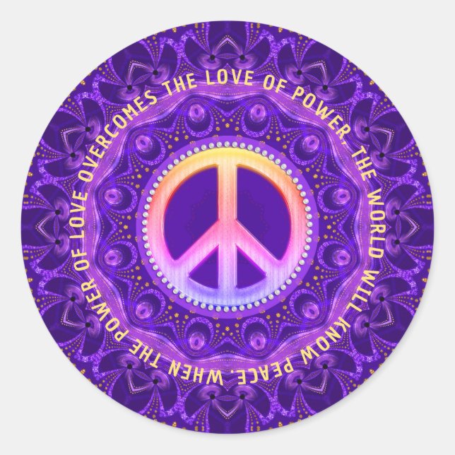 Power of Love Peace Energy Customizable Classic Round Sticker (Front)