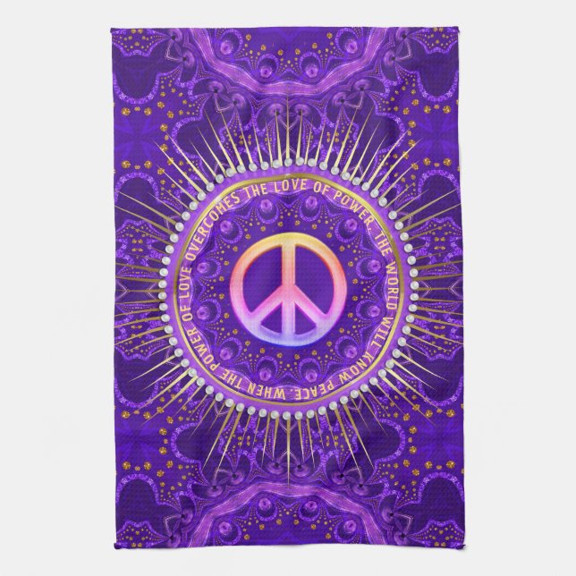 Power of Love Peace Energy Customizable Kitchen Towel (Vertical)