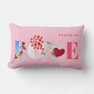 Power of Love Quote Romantic Soft Light Pink Lumbar Pillow