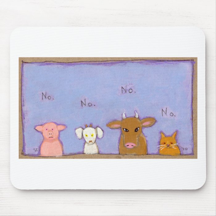 Power of No negative pig goat cow cat animal art Mouse Pads