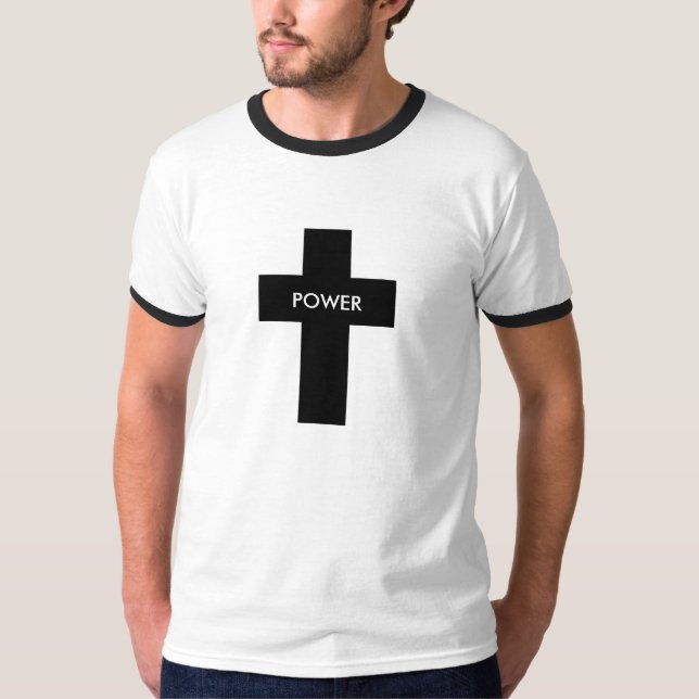 Power of the Cross Men's Christian Ringer Tee (Front)