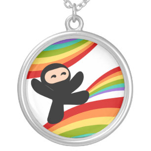 Power of the Rainbow Ninja Kick Silver Plated Necklace