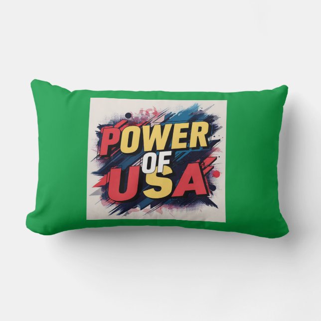 Power of USA Pillow - Bold Patriotic Design (Front)