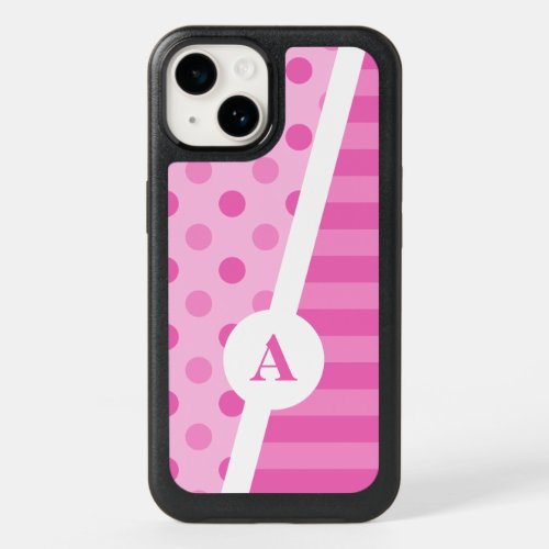 Power Pink Polka Dot and Stripe Pattern OtterBox iPhone 14 Case