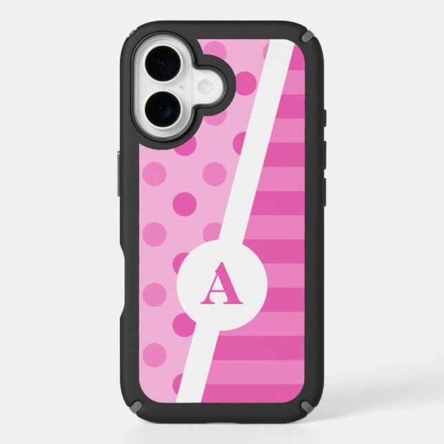 Power Pink Polka Dot and Stripe Pattern Speck iPhone Case (Front)