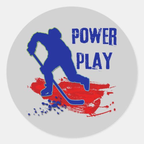 POWER PLAY HOCKEY CLASSIC ROUND STICKER