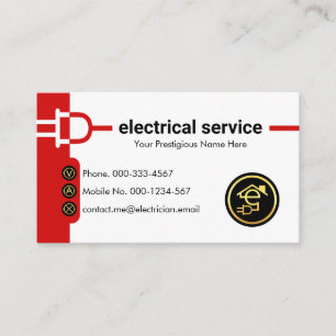Power Plug Electric Supply Line Business Card