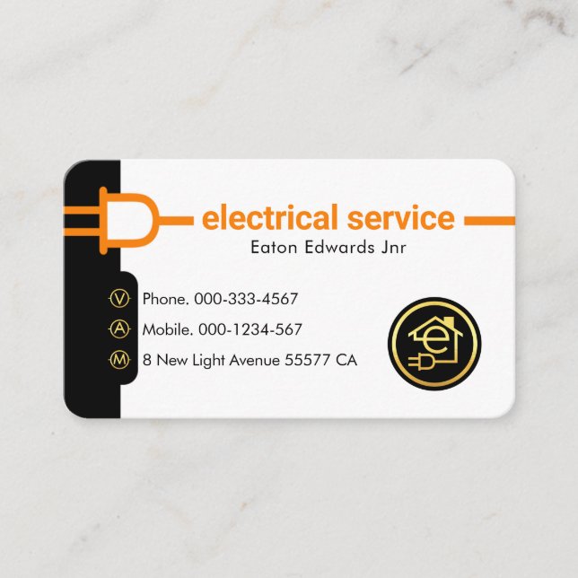 Power Plug Electrical Supply Line Business Card (Front)
