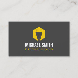 Power Plug Hexagon Logo Electrician Electrical Business Card