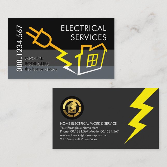 Power Plug Lightning Powers Home Business Card (Front/Back)