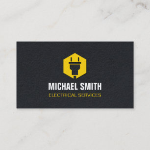 Power Plug Logo Electrician Electrical Texture Business Card