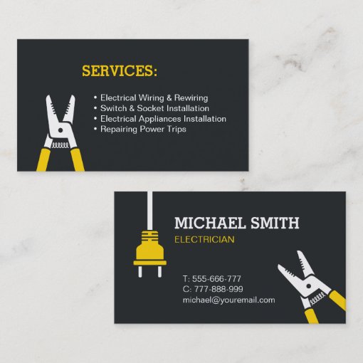 Power Plug Wire Cutter Electrician Business Card | Zazzle