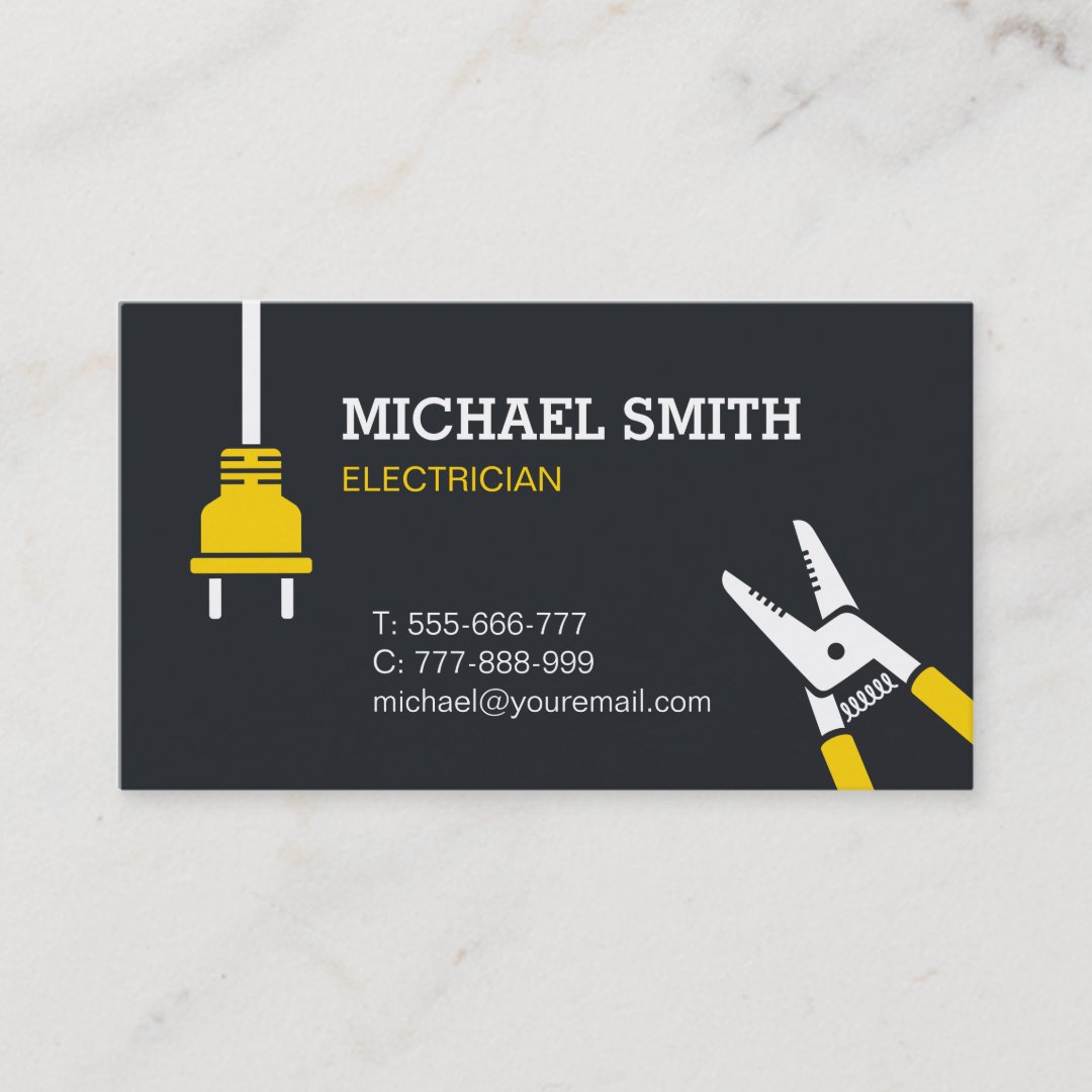 Power Plug Wire Cutter Electrician Business Card | Zazzle