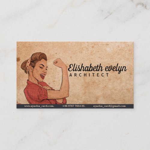 Power Pop Art Woman Hand Drawn Vintage Business Card