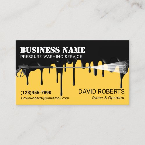Power Pressure Washing Modern Black Gold Cleaning  Business Card