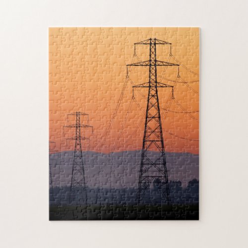 Power Pylons at Sunset Jigsaw Puzzle