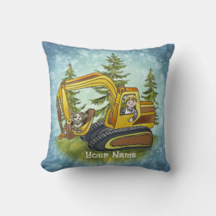 Power Shovel Kid Throw Pillow