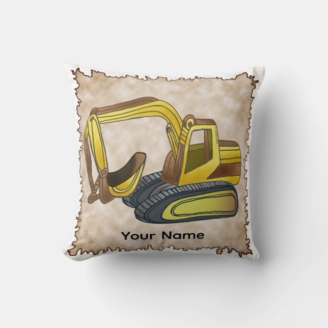 Power Shovel Throw Pillow (Front)