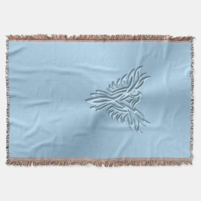 Power Snooze Refresh - Ice-blue Phoenix Rising Throw Blanket (Front)