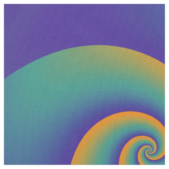 Power Spirals Fractal - orange blue + your ideas Fabric (Close Up)