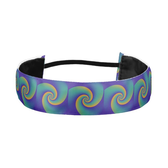 Power Spirals Fractal Pattern - orange blue Athletic Headband (Front)