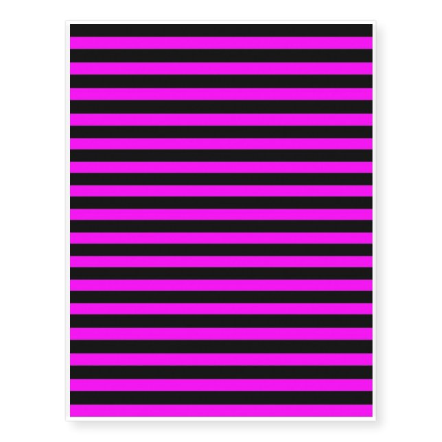 power stripes hot pink temporary tattoos (Front)
