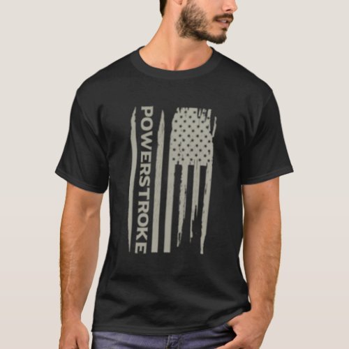Power Stroke American Flag T_Shirt