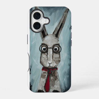 Power Tie. A rabbit with eye glasses and a red tie iPhone 16 Case