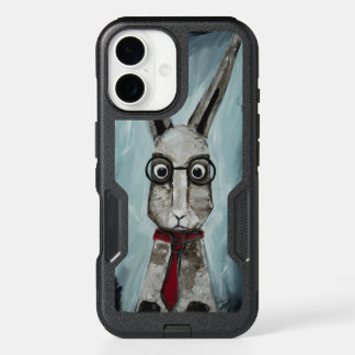 Power Tie. A rabbit with eye glasses and a red tie iPhone 16 Case