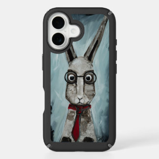 Power Tie. A rabbit with eye glasses and a red tie iPhone 16 Case