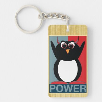 Power To The Evil Penguin Keychain by audrart at Zazzle