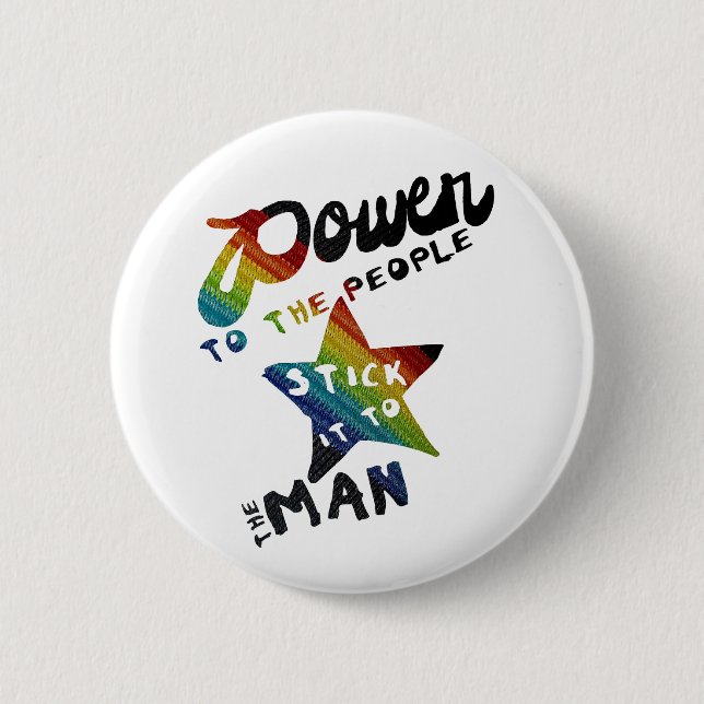 Power To The People (Retro Rainbow Patch) Button (Front)