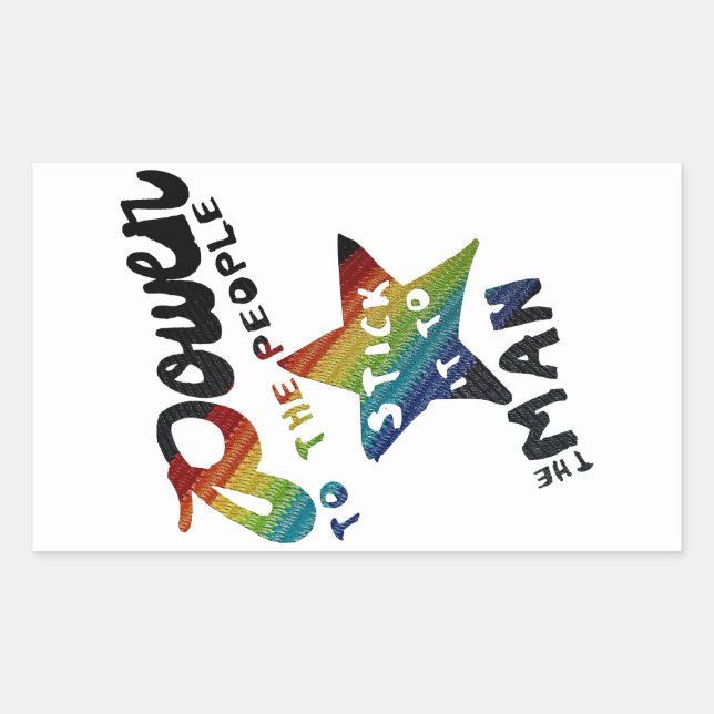 Power To The People (Retro Rainbow Patch) Rectangular Sticker (Front)