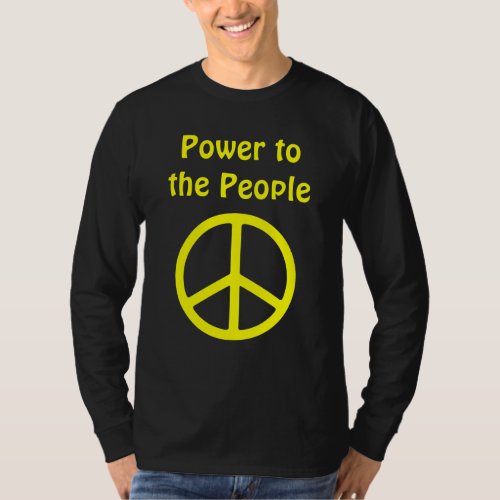 Power to the People Yellow Peace Sign T_Shirt