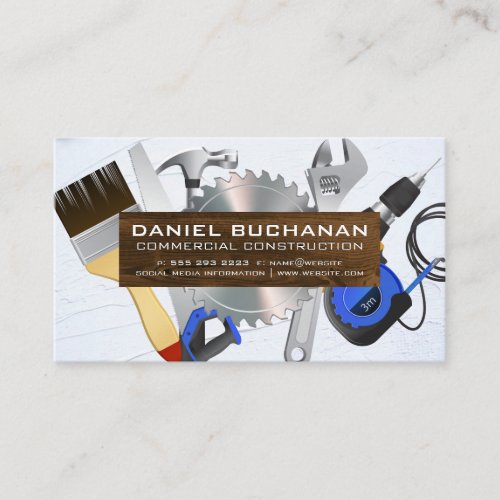 Power Tools  Wood Board  Textured Wall Business Card