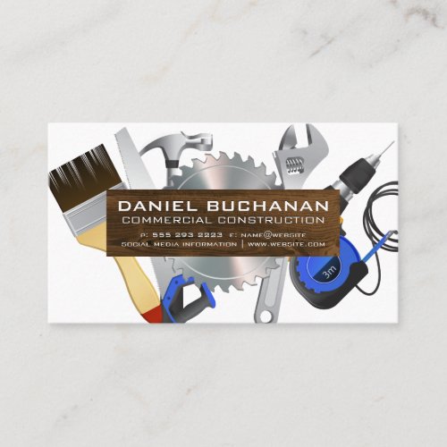 Power Tools  Wooden Board Business Card