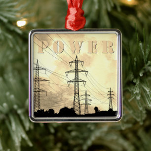 Power Towers and Lines Electric POWER Christmas Metal Ornament