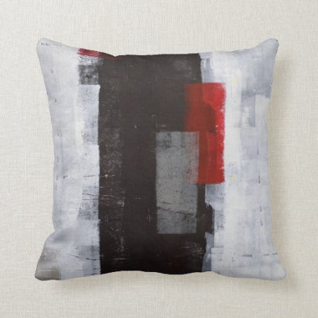 'power Trip' Black, Grey, Red Abstract Art Pillow
