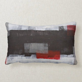 'Power Trip' Grey and Red Abstract Art Lumbar Pillow