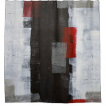 &#39;power Trip&#39; Grey And Red Abstract Art Shower Curtain at Zazzle