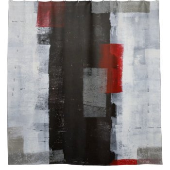 'power Trip' Grey And Red Abstract Art Shower Curtain by T30Gallery at Zazzle