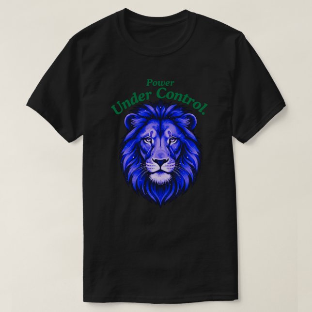 Power Under Control Minimal Cosmic Lion Face T-Shirt (Design Front)