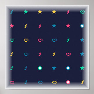 Power-Up Icons Pattern - 8-Bit Video Game Art Poster