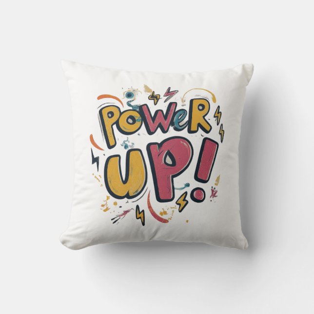 Power Up Throw Pillow (Front)